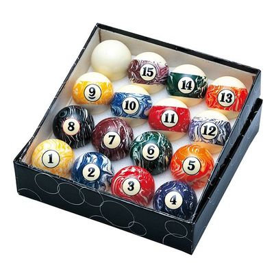 2. E06214 Marble Pool Ball Set, Art Number W.Black Circle