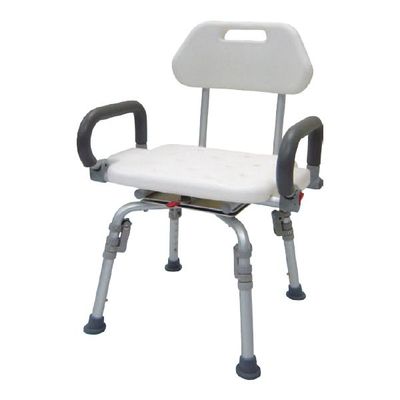 HS7324 Rotating Shower Chair, Detachable Back, Flip Arms, Individual Folding Legs
