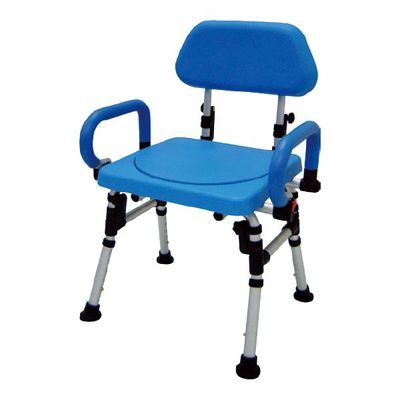 HS9512 Shower Chair, Foldable PU Back, Rotating PU Seat, Flip Arms, Parallel Folding Legs