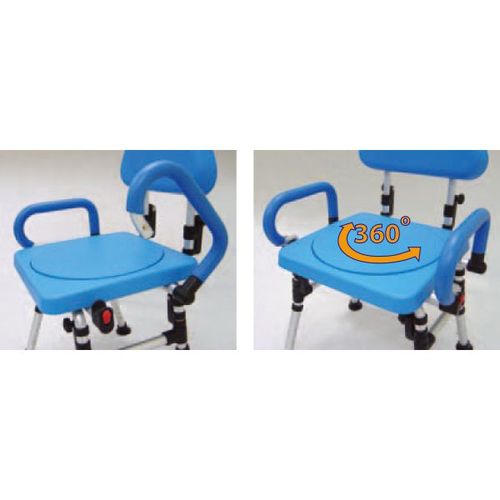 HS9512 Shower Chair, Foldable PU Back, Rotating PU Seat, Flip Arms, Parallel Folding Legs / 2