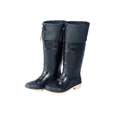TS-9161-Two-color-rain-boots-with--leather-stitched-(BLACK)