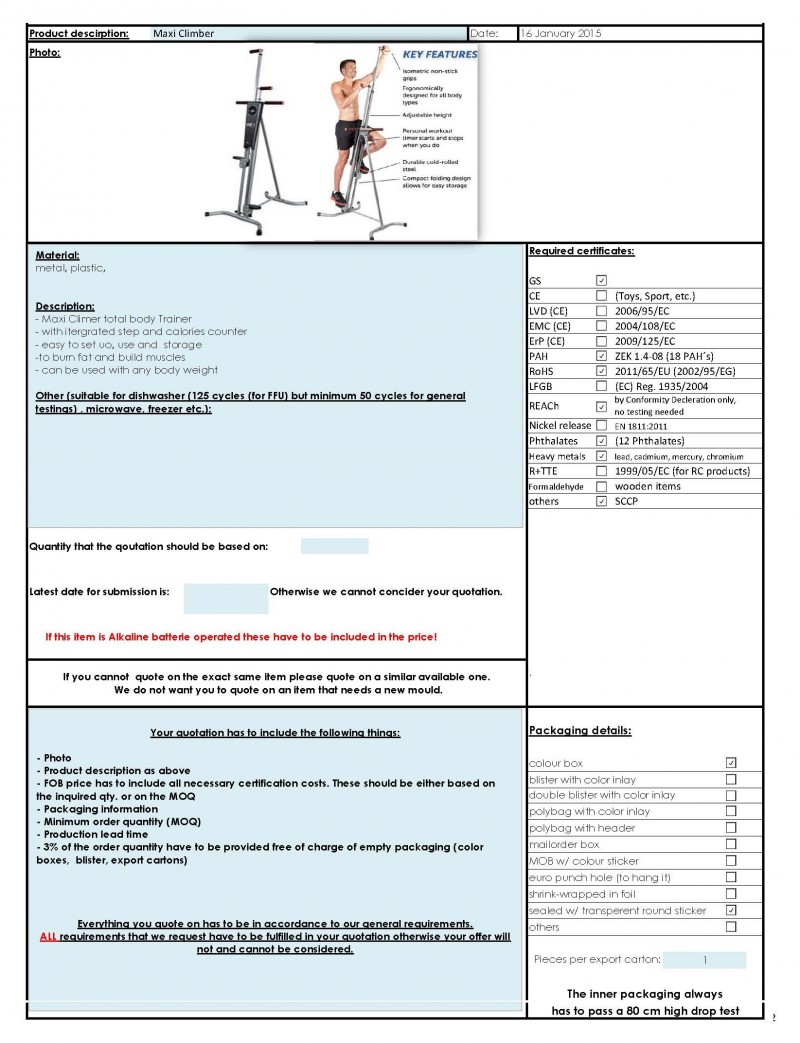Inquiry For Maxi Climber / 1