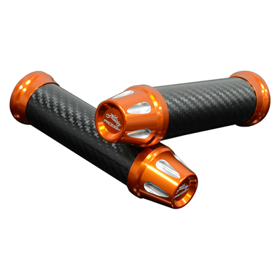 Motorcycle Carbon Grips 7/8'' x 1'' x118 mm-Orange