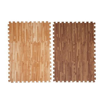 wood printed interlock mat