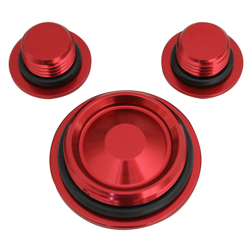 AIRTIME CNC BILLET ENGINE PLUG KIT HONDA CRF 250R/250X (2004-2014)-RED / 2