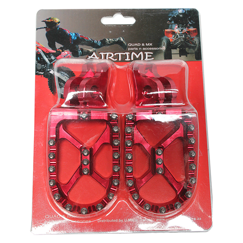 AIRTIME BILLET CNC WIDE FAT FOOT PEGS HONDA CRF150 2007-2014, RED / 3