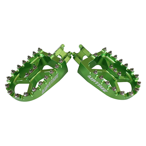 AIRTIME BILLET CNC WIDE FAT FOOT PEGS KAWASAKI KXF450 2007-2014 , GREEN / 2