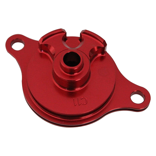 AIRTIME CNC BILLET OIL FILTER COVER HONDA CRF 450R 2009-2014 RED-(11) / 2