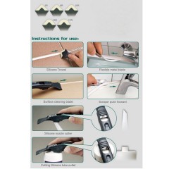PW-130  SILICONE TROWEL SCRAPER SET WITH STAINLESS BLADE / 3