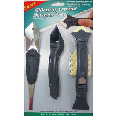PW-133  SILICONE TROWEL&SCRAPER SET WITH STAINLESS BLADE