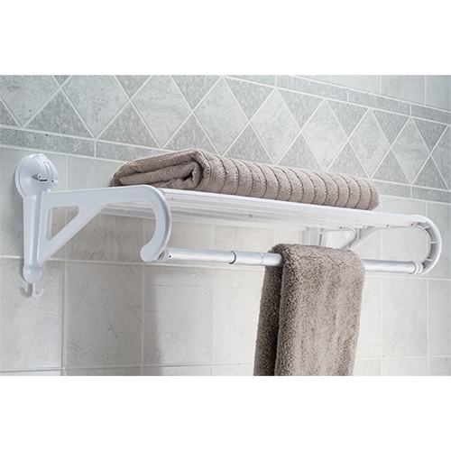 Telescopic Hanging Tube Multi-Functional Shelf w/ Suction Pad - C507001T / 2