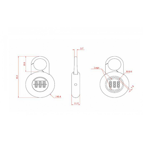 PL755 Leash Zinc Alloy 3 dials Combination Padlock / 2