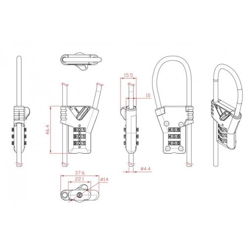 RL647 Smart One Button Design Versatile noose security combo lock / 2