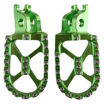 AIRTIME BILLET CNC WIDE FAT FOOT PEGS KAWASAKI KXF450 2007-2014 , GREEN