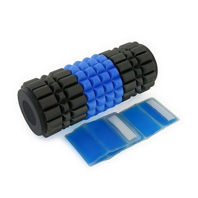 Body relief roller with cold & heat gel pack, Massage therapy grid foam roller, textured