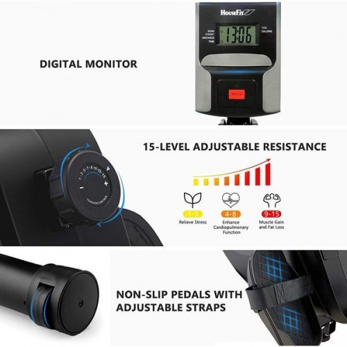 HouseFit Rowing Machine 300Lbs Weight Capacity for Home use 15-Level Magnetic Resistance Row Machine / 3