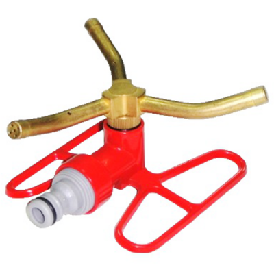 Three-arm brass rotating sprinkler on butterfly base-36428EA