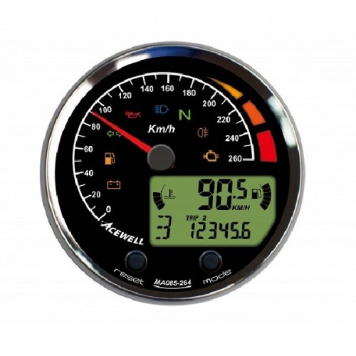 Motorcycle MA085 Multi-Function Speedometer 85mm / 5