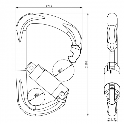 YIC006D Super Strong Steel Carabine With Twist Lock / 2