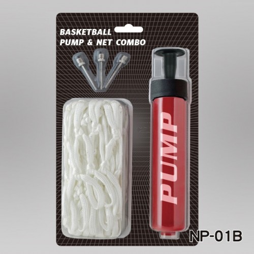 6” ONE WAY PUMP(R HANDLE) + 3PCS INFLATING NEEDLES + BASKETBALL NET (NP-01B)