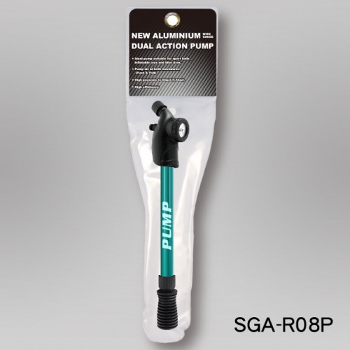 13" ALUMINUM DOUBLE ACTION PUMP WITH GAUGE INSTALLED (ROUND HANDLE) (SGA-R08) / 2